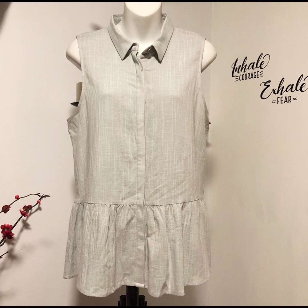 Doe & Rae Sleeveless Button Down Top With Tie Back